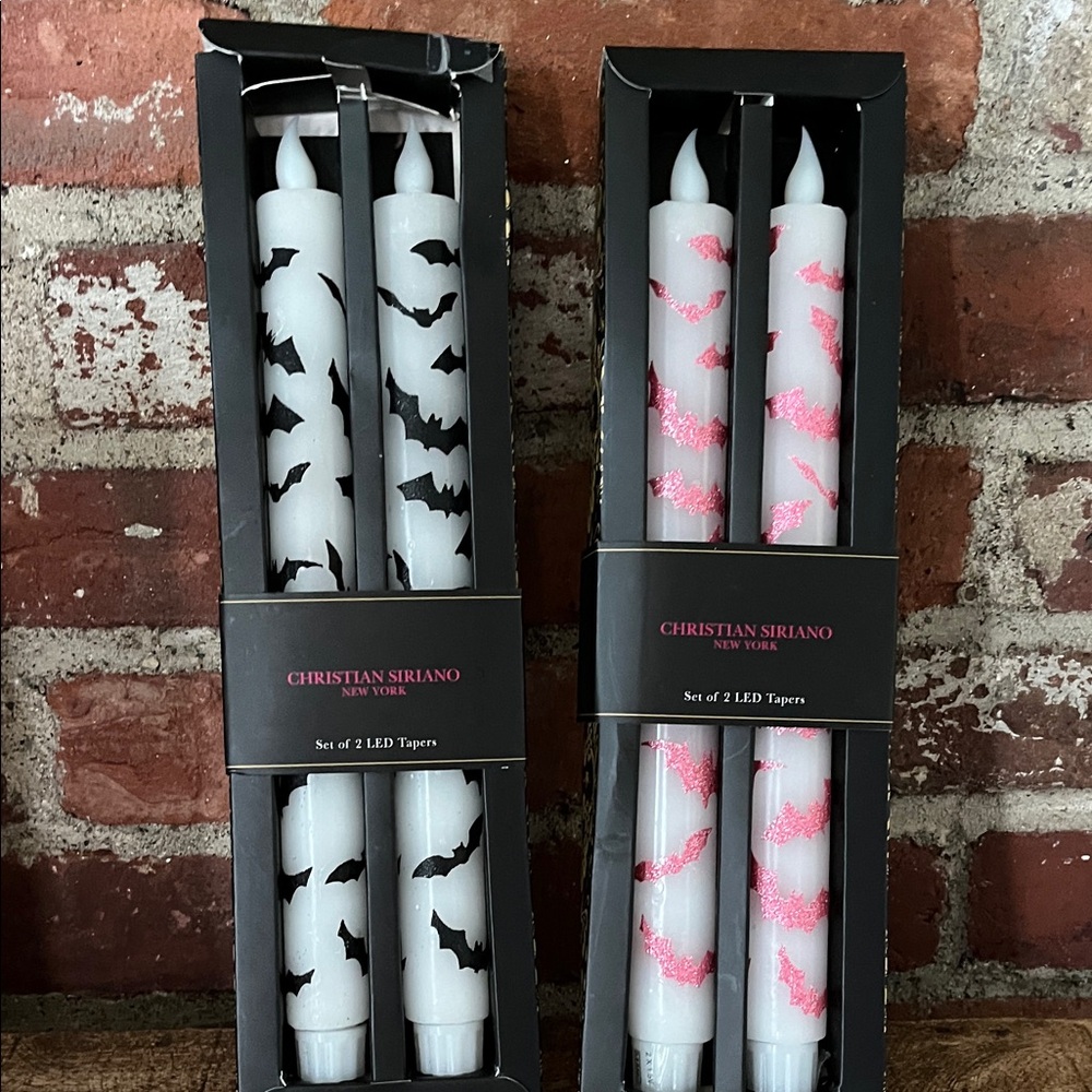 Christian Siriano LED Taper Candles - Black and Pink Bats